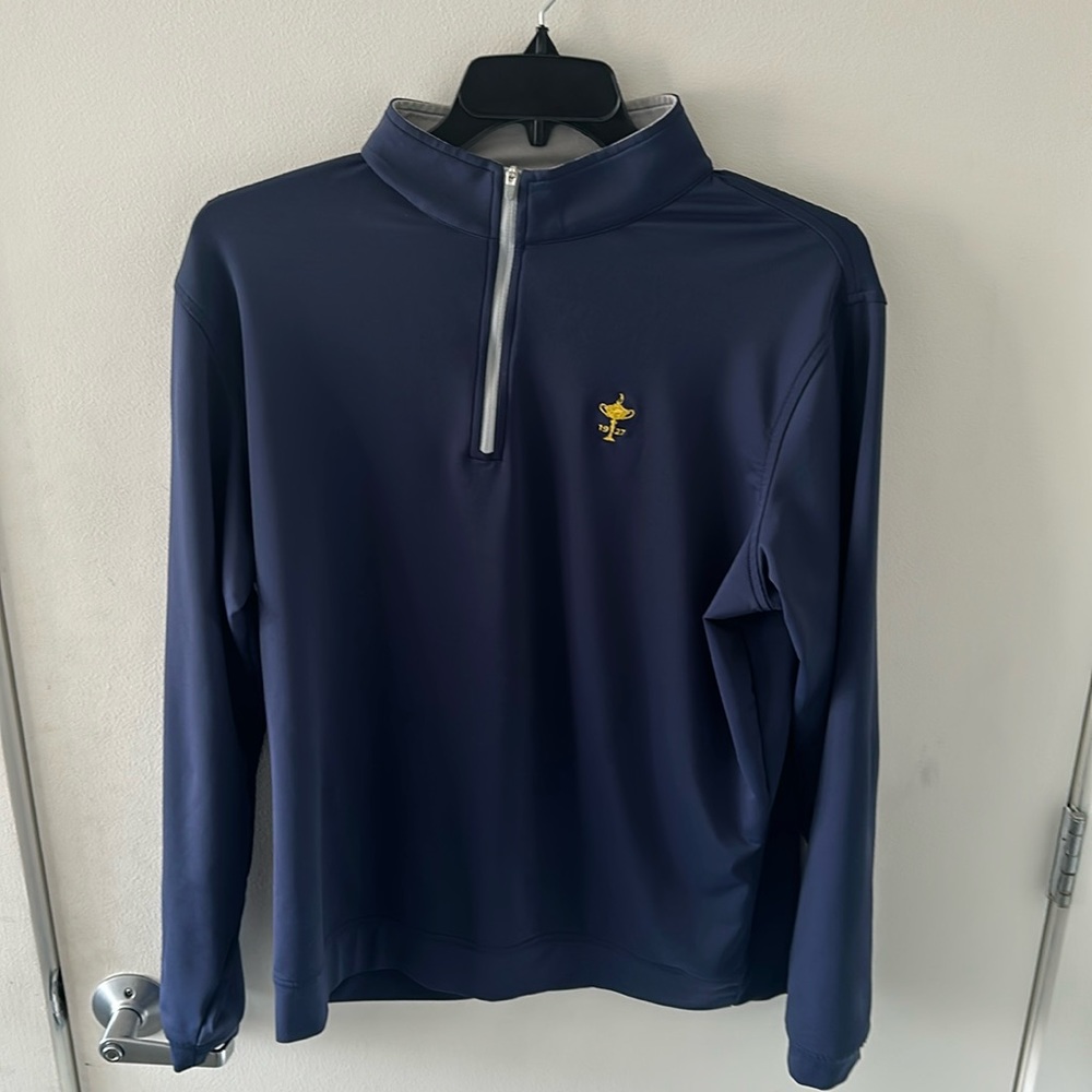 Peter Millar Large Navy Blue Quarter Zip Presidents Cup